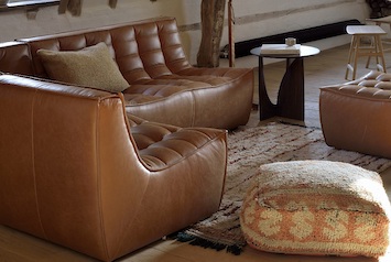 Leather Padded Sofa Footstool