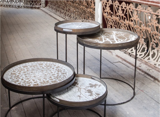 Round Tray Side Table Set